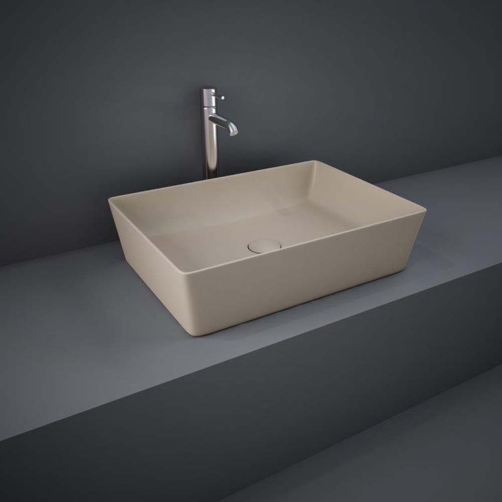 HudsonReed RAK Feeling - Matt Cappuccino Modern Rectangular Countertop Basin - 500mm x 360mm (No Tap-Holes)