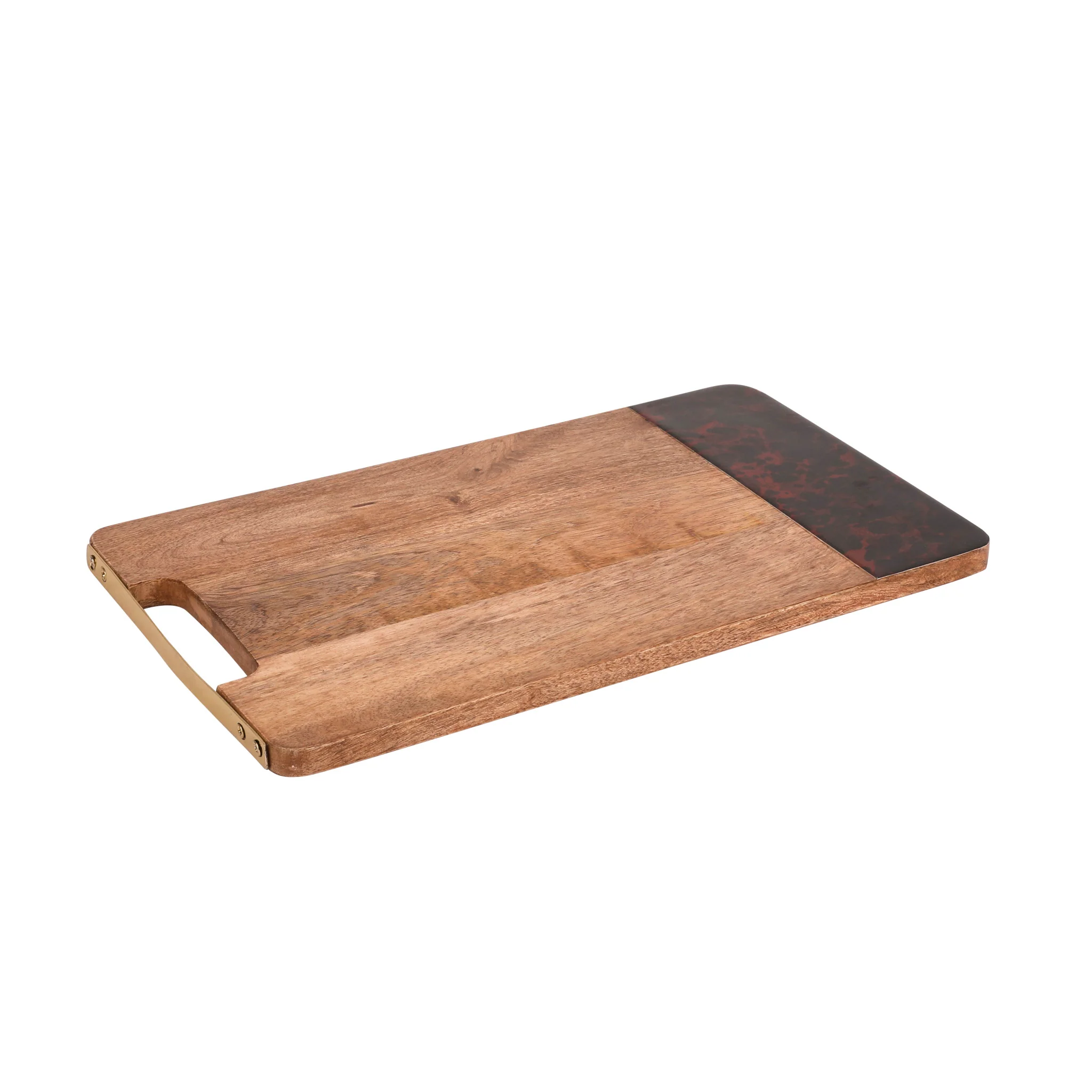 Artesa Mango Wood Rectangular Serving Platter with Tortoiseshell Resin Edge|brown