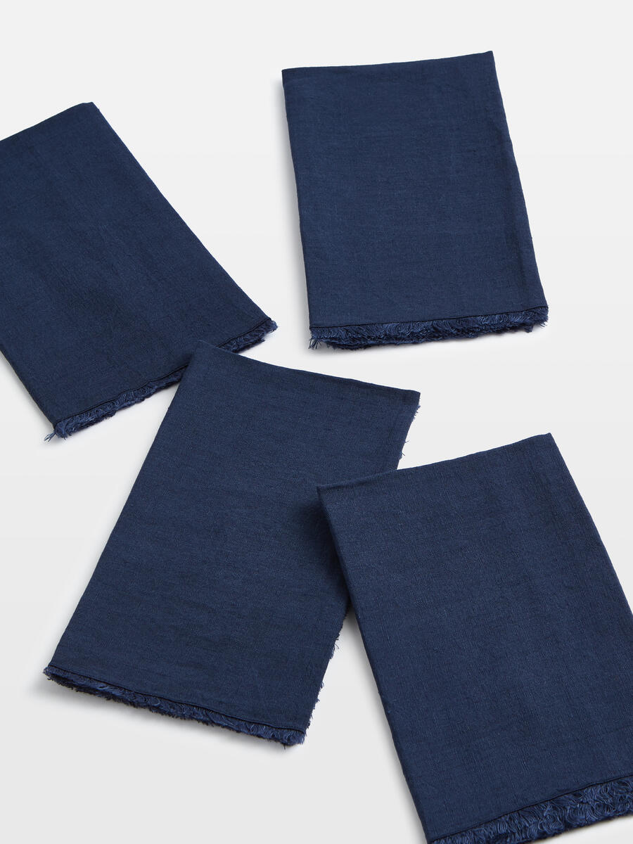 Soho Home Whitney Linen Napkins Navy, set of four