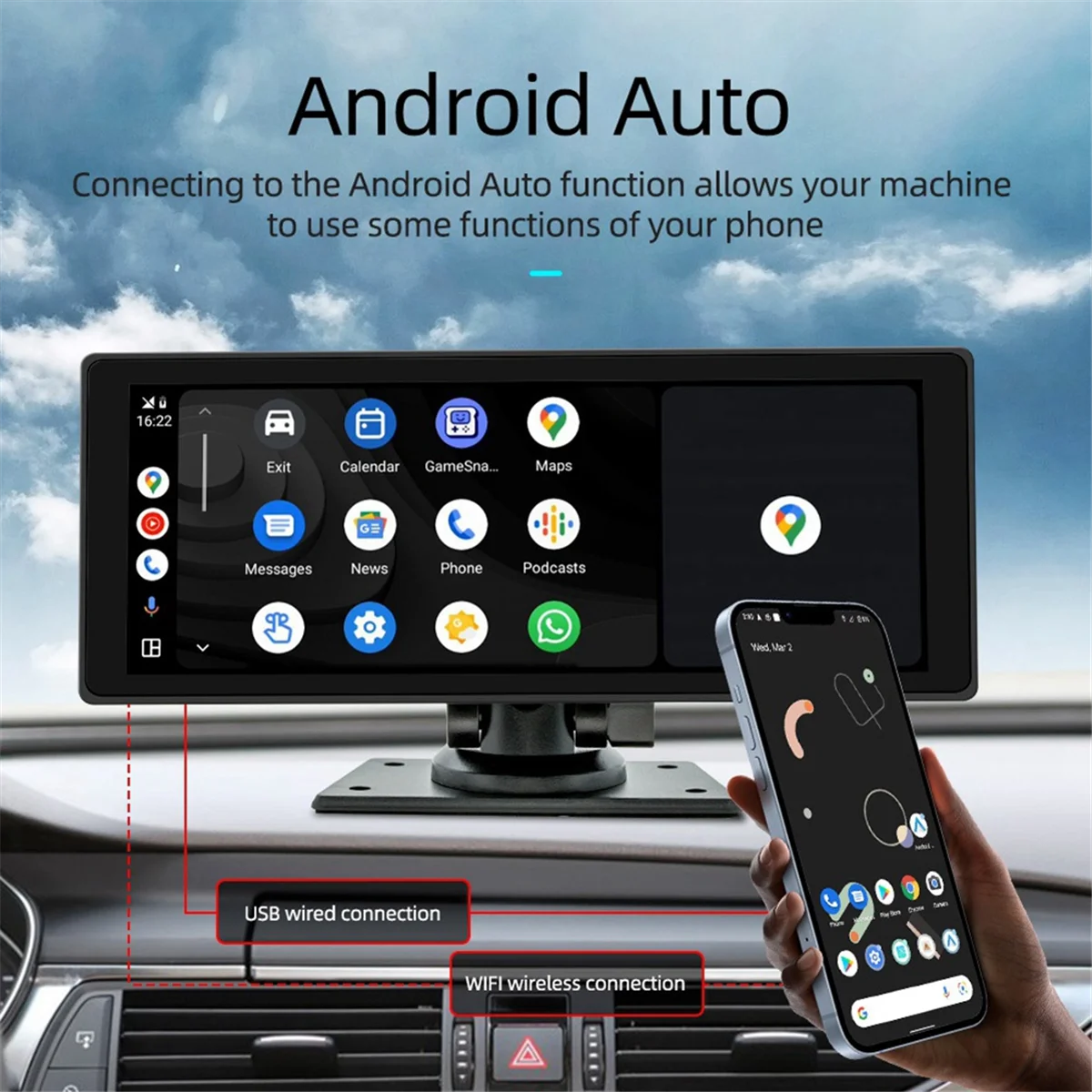Car Touch Screen 10.26 Inch Portable Wireless Carplay Android Auto Car the Host with Central Control