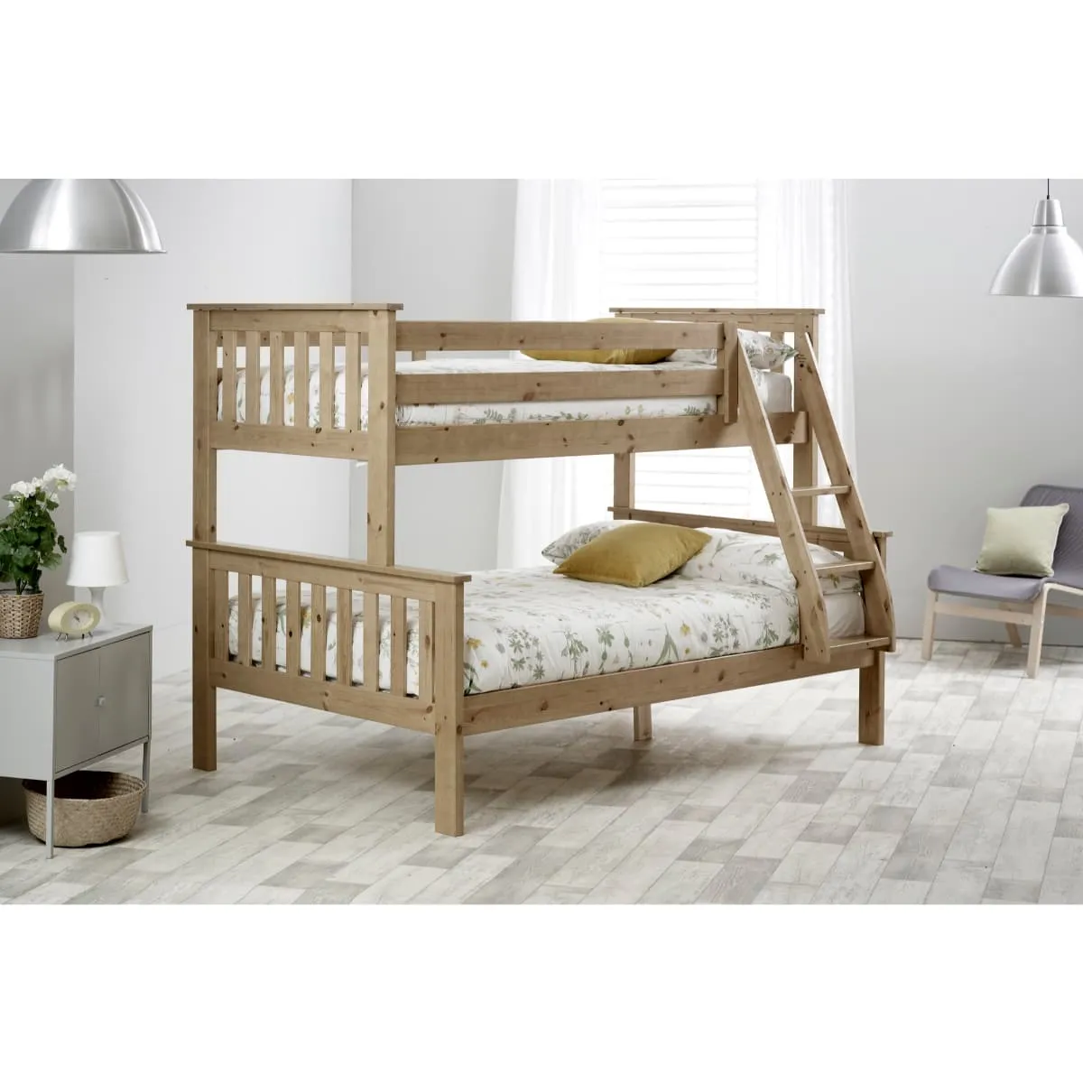 Bedmaster Carra Pine Triple Sleeper and Spring Mattresses