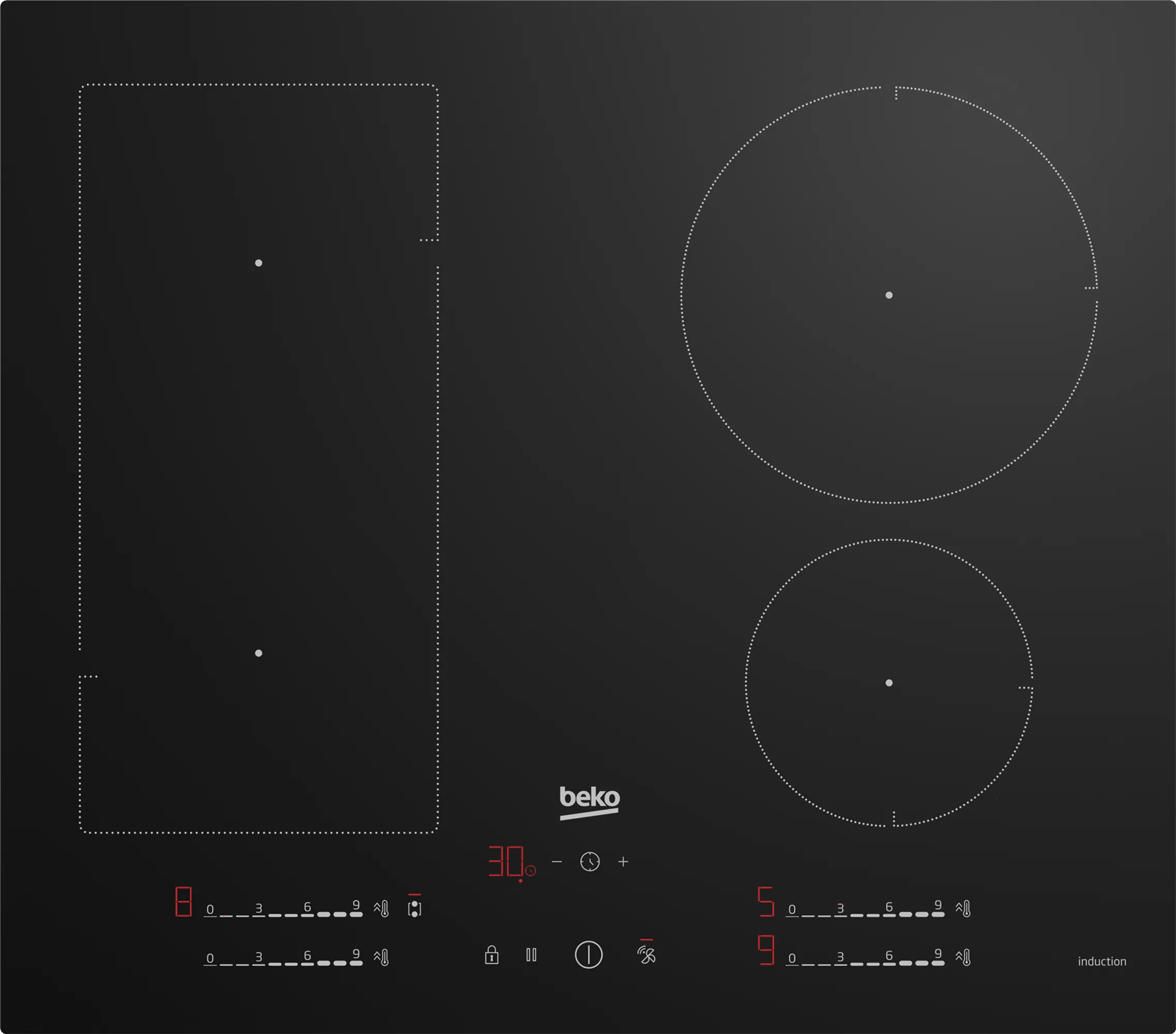 Beko Hiip64530uft 60cm Induction Hob - Black Glass, Black