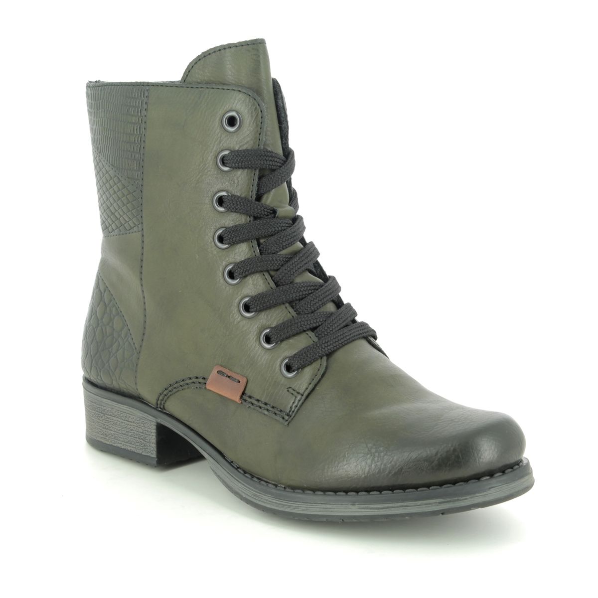 Rieker Y9718-52 Pamber Green Womens Lace Up Boots