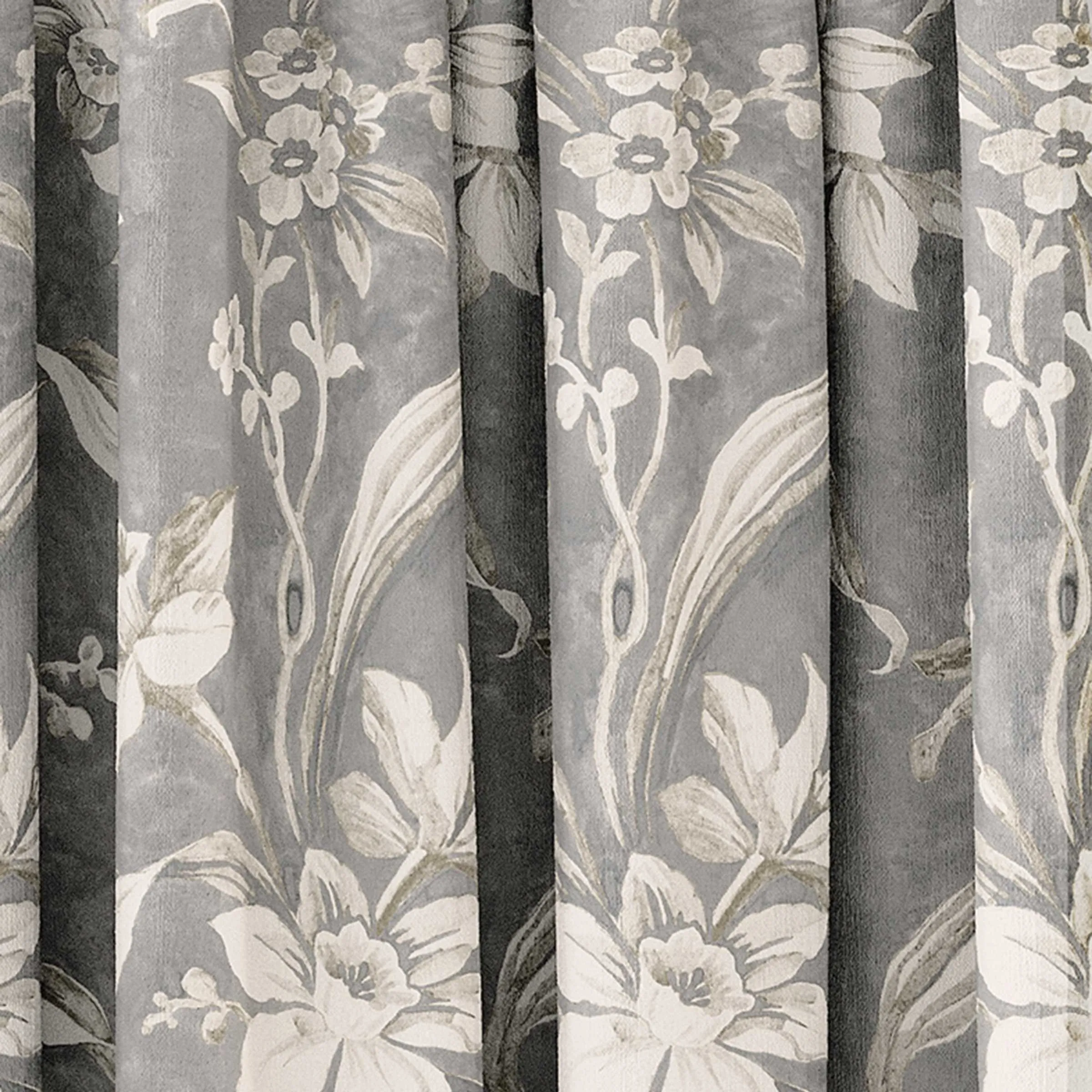 V & A Daffodil Dreams Lined Curtains 90" x 54", Grey