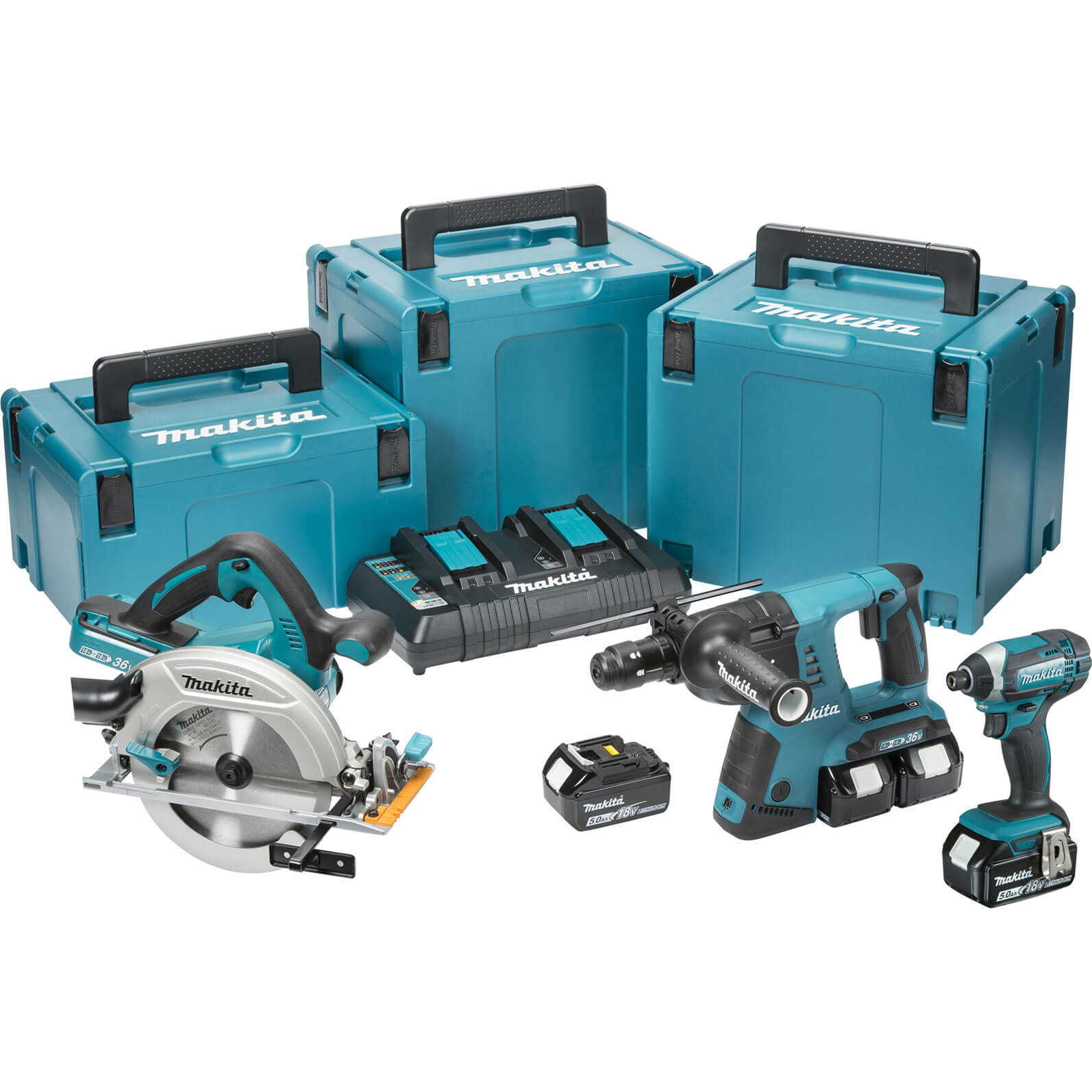 Makita DLX3049PTJ Twin 18v 3 Piece Cordless Kit In Makpac