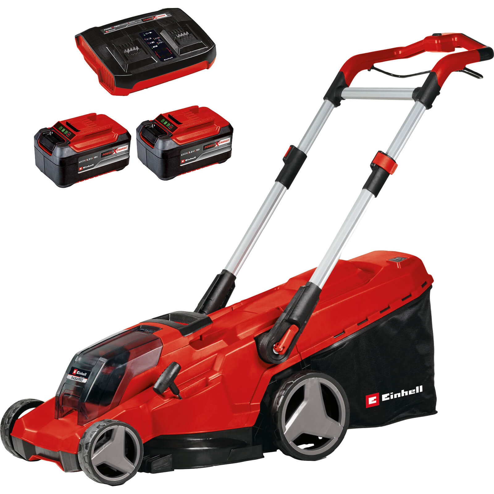 Einhell RASARRO 36/42 36v Cordless Rotary Lawnmower 420mm 2 x 5.2ah Li-ion Twin Battery Charger