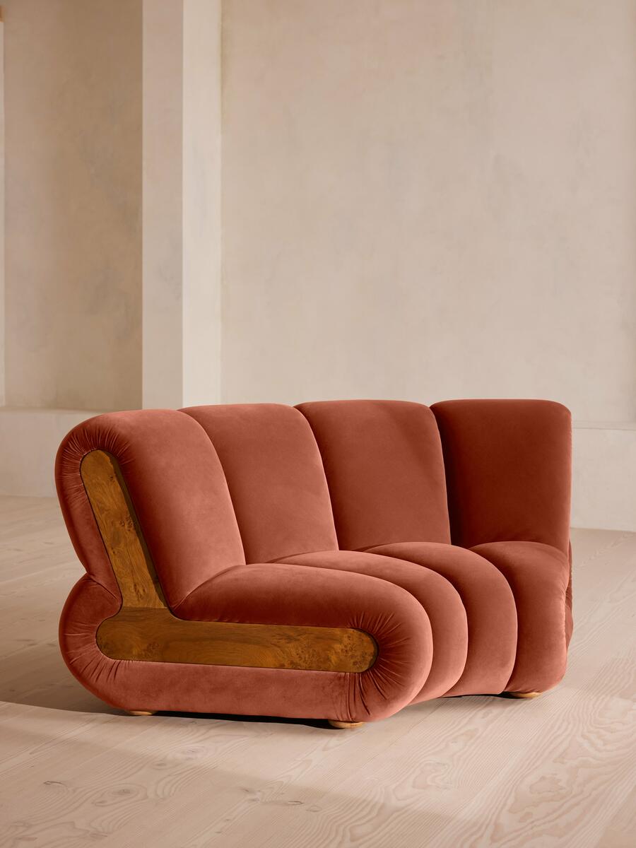 Soho Home Noelle Modular Curved Armchair, Velvet Rust