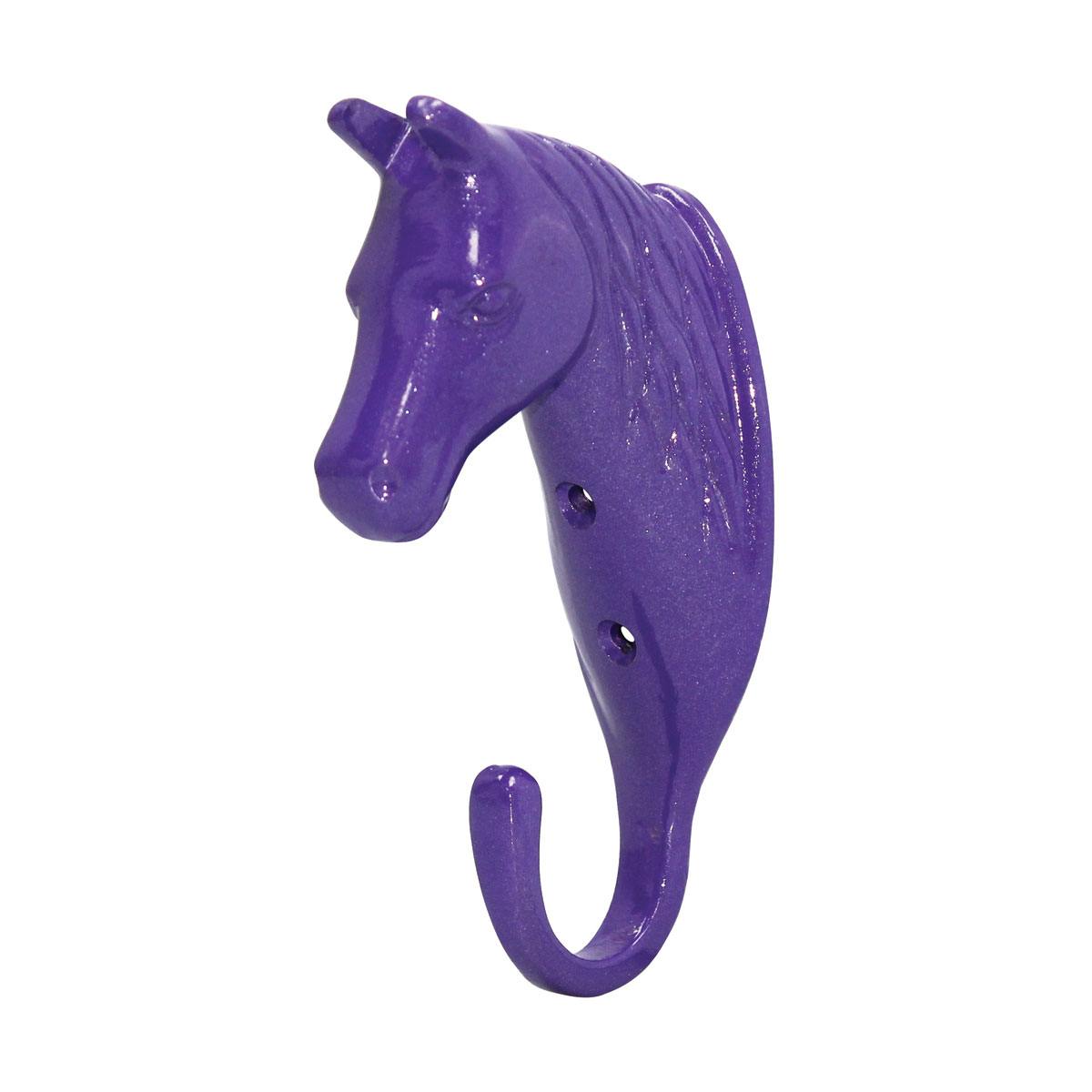 Perry Equestrian Fixtures and Fittings | Perry Equestrian Horse Head Single Hook Colour Purple