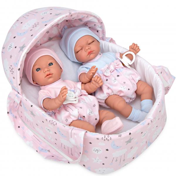 Baby Arias Doll Elegance Twins with carrycot (28 Cm)