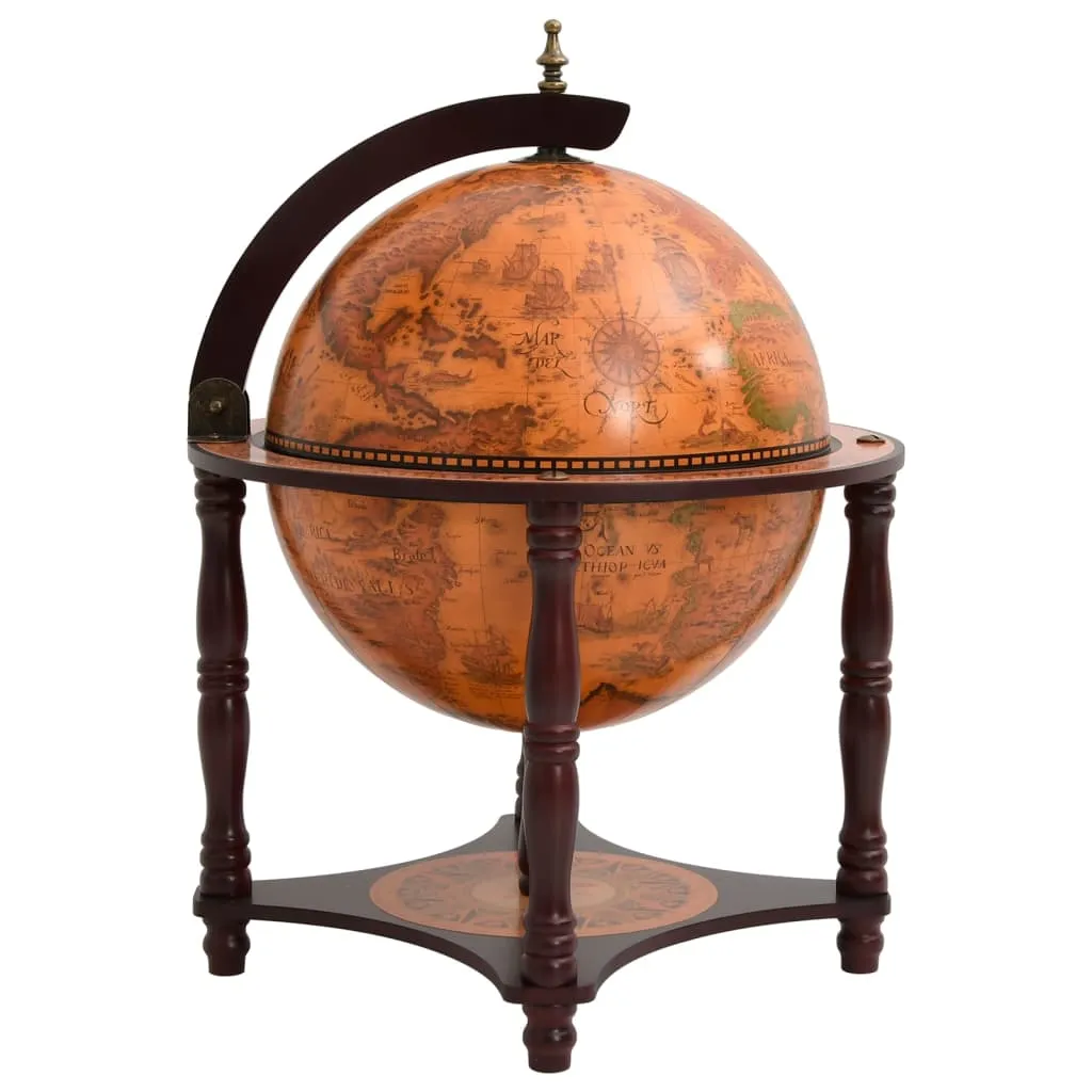 VidaXL Globe Bar Wine Stand Brown Solid Wood Eucalyptus