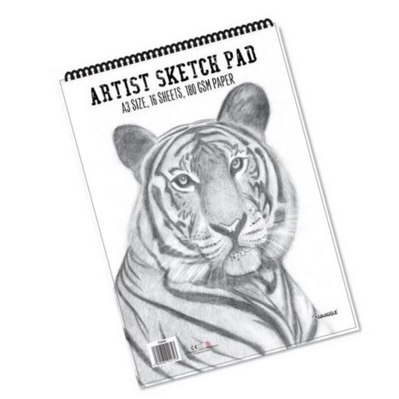 EAZYONLINESHOP A3 Artist Sketch Book - Premium Artist Drawing Spiral 180gsm 64 Pages White X 1