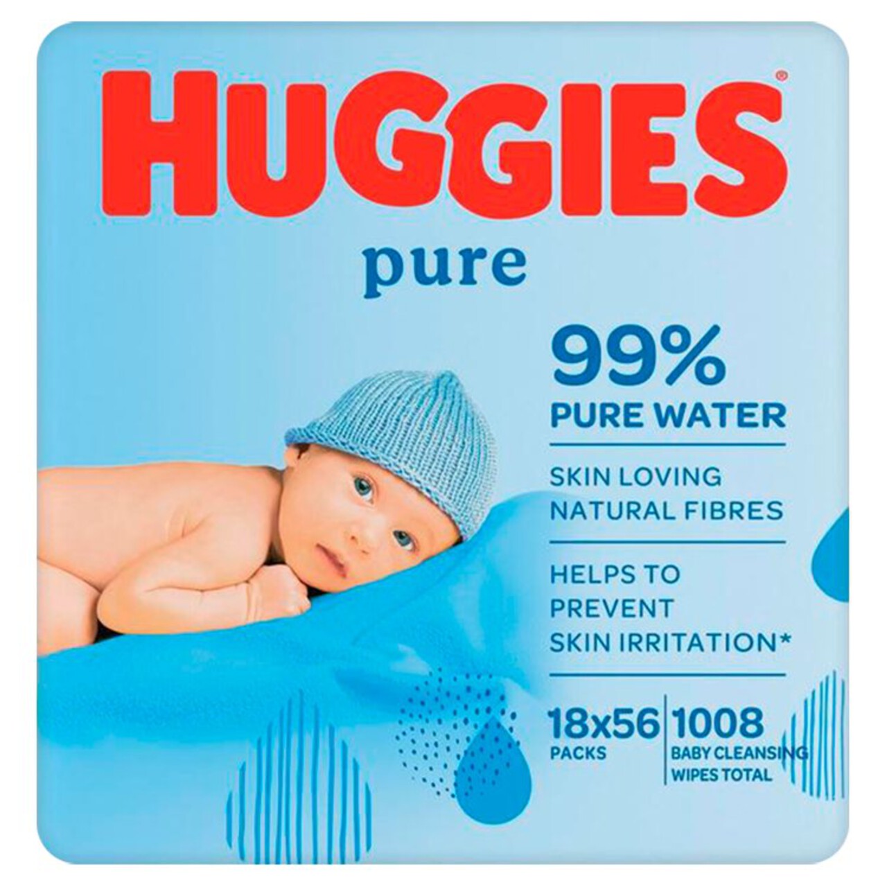 Huggies Pure Baby Wipes - 18 Packs
