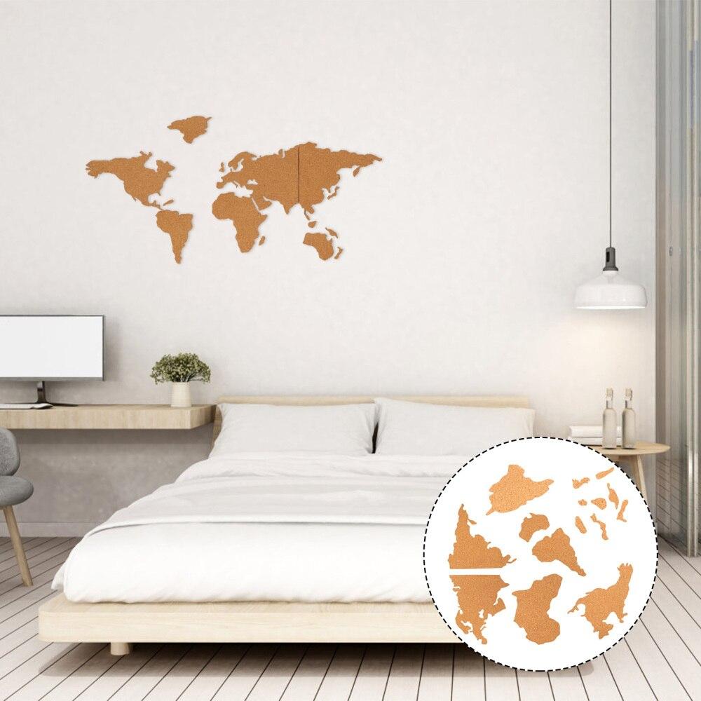 91340802MA8PFML34B 1 Set Cork Board World Map Bulletin Board Message Boards Self-adhesive Corkboard 100x45.8cm light brown