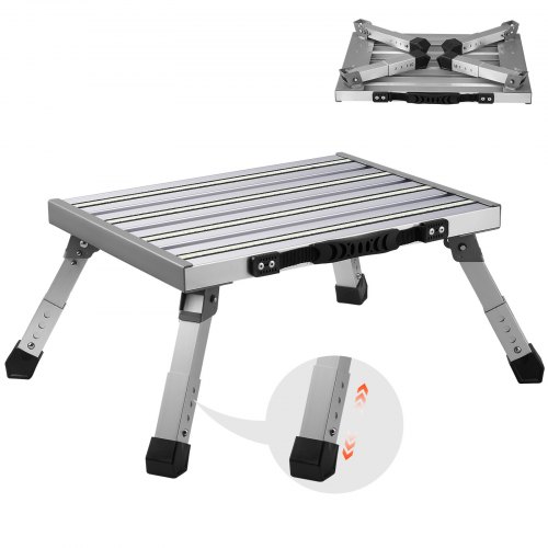  Step Stool 1-Step 330lbs Capacity, Folding Alumium Alloy Step Ladder Adjustable Height, Portable Toddler Step Stools for Adults, Non-Slip Sturdy