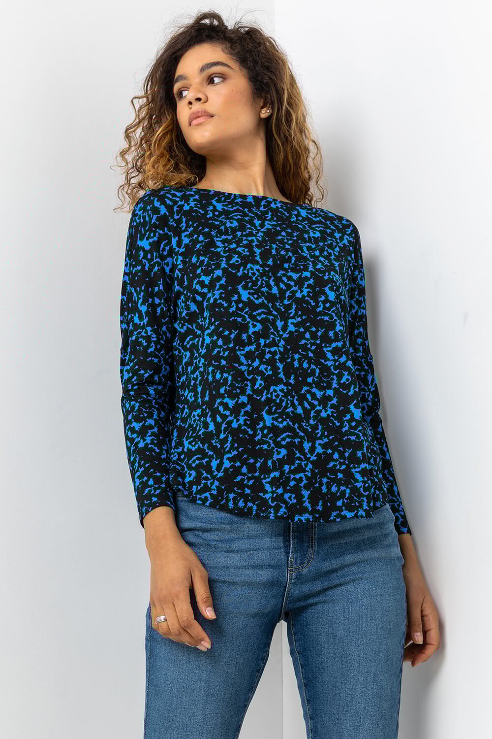 Roman Women's Abstract Animal Print Top|Size: S|royal