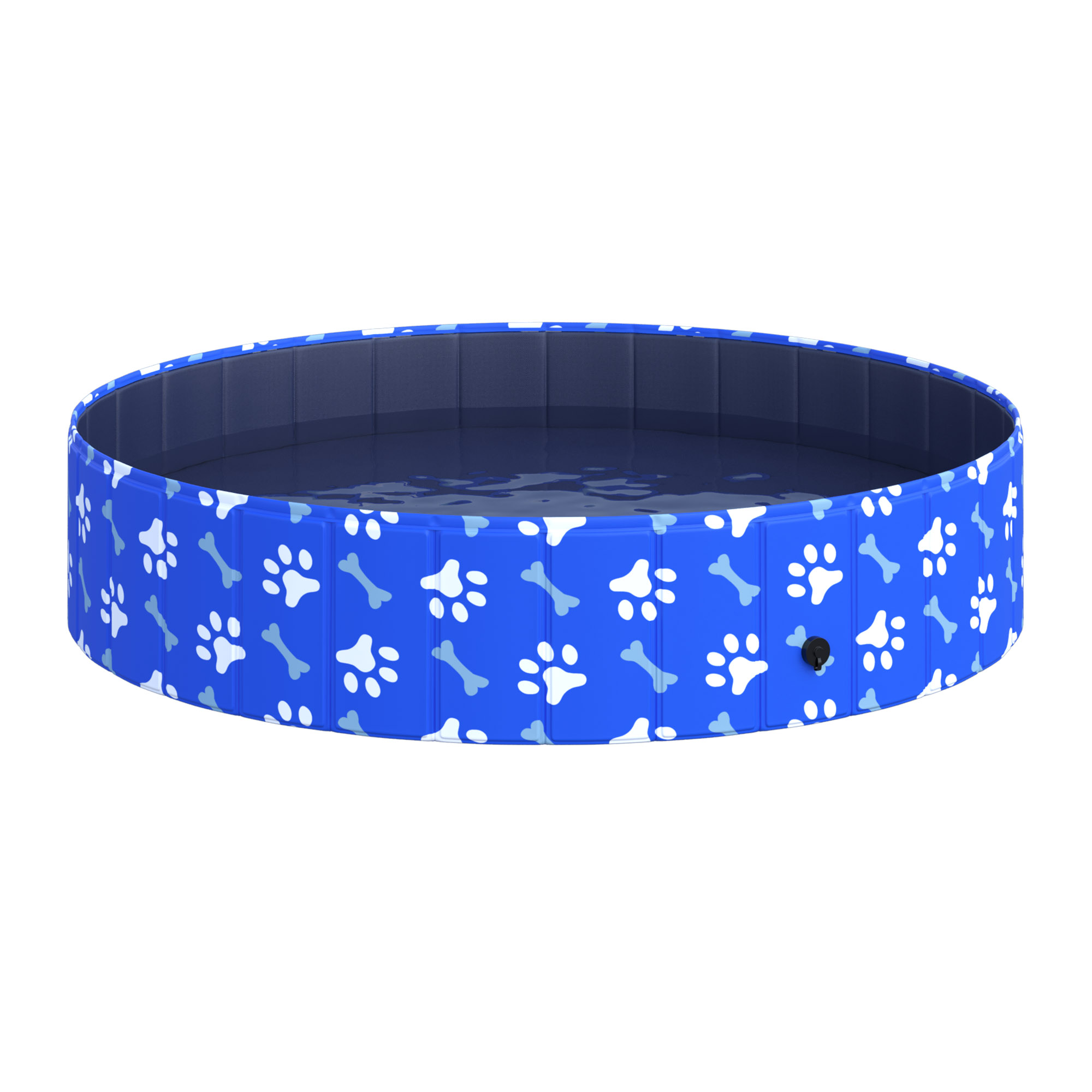 PawHut Piscine chien bassin PVC pliable anti-glissant motifs os pattes bleu