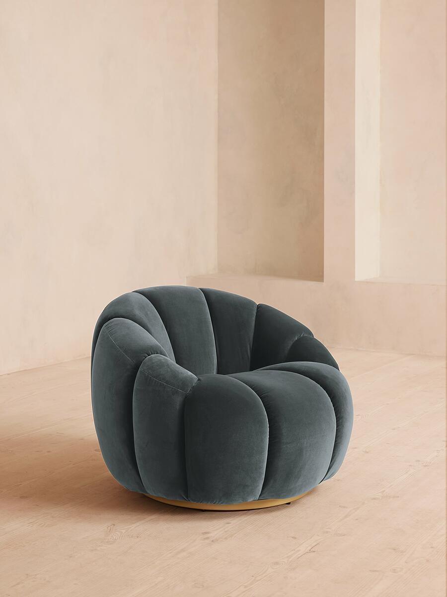Soho Home Garret Armchair, Velvet, Grey Blue