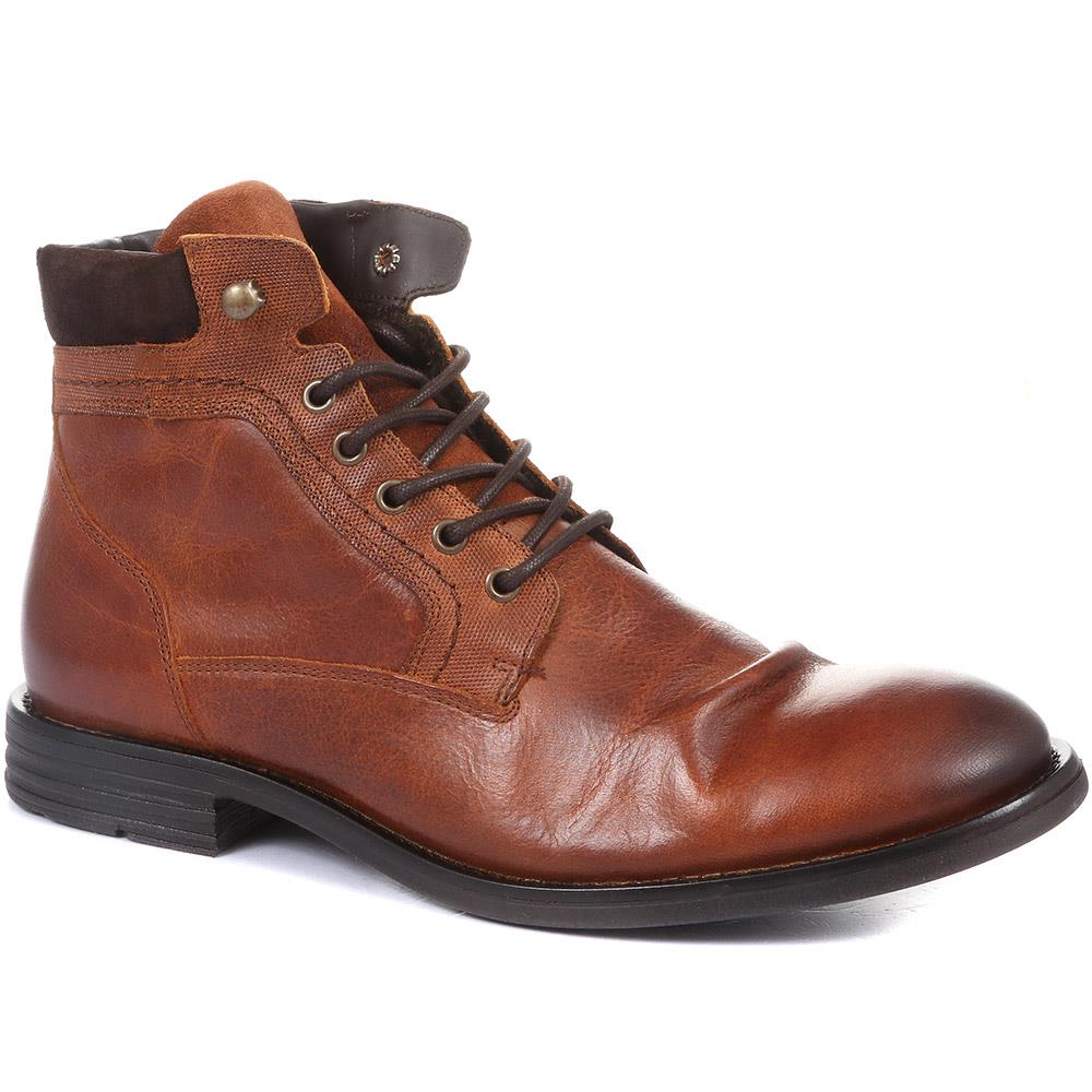 Jones Bootmaker Men's Docklands Leather Lace-Up Boots - DOCKLANDS / 321 008 - Dark Tan 13