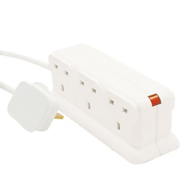 Masterplug 6 Socket 13A White Extension Lead, 3M