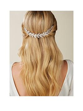 Jon Richard Women's Eva Diamante Leaf Double Comb - Gift Pouch|silver