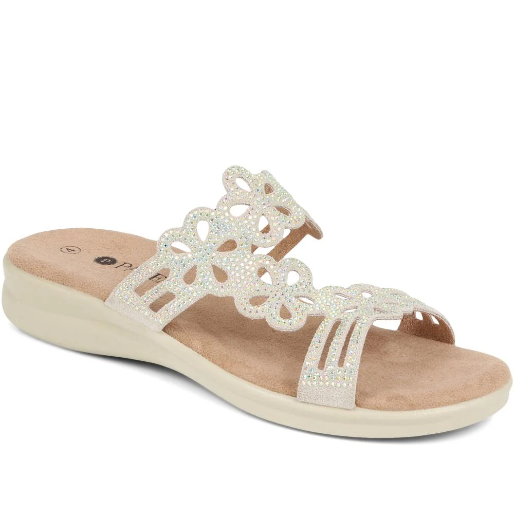 Pavers Embellished Floral Mules