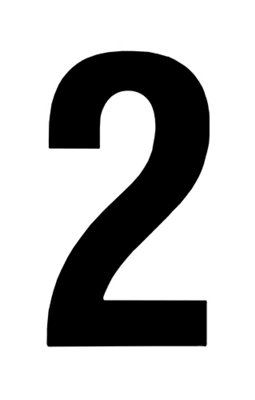The House Nameplate Company Gloss Black & White Upvc Self-Adhesive House Number 2, (H)60mm (W)40mm