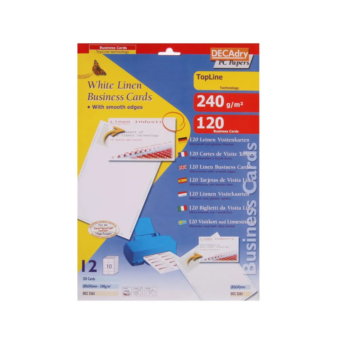 Decadry Decadry Laid Business Cards Clean Edge Pack of 120, White | Arts & Crafts > Card & Card Making Kits > Card & Card Making Kits