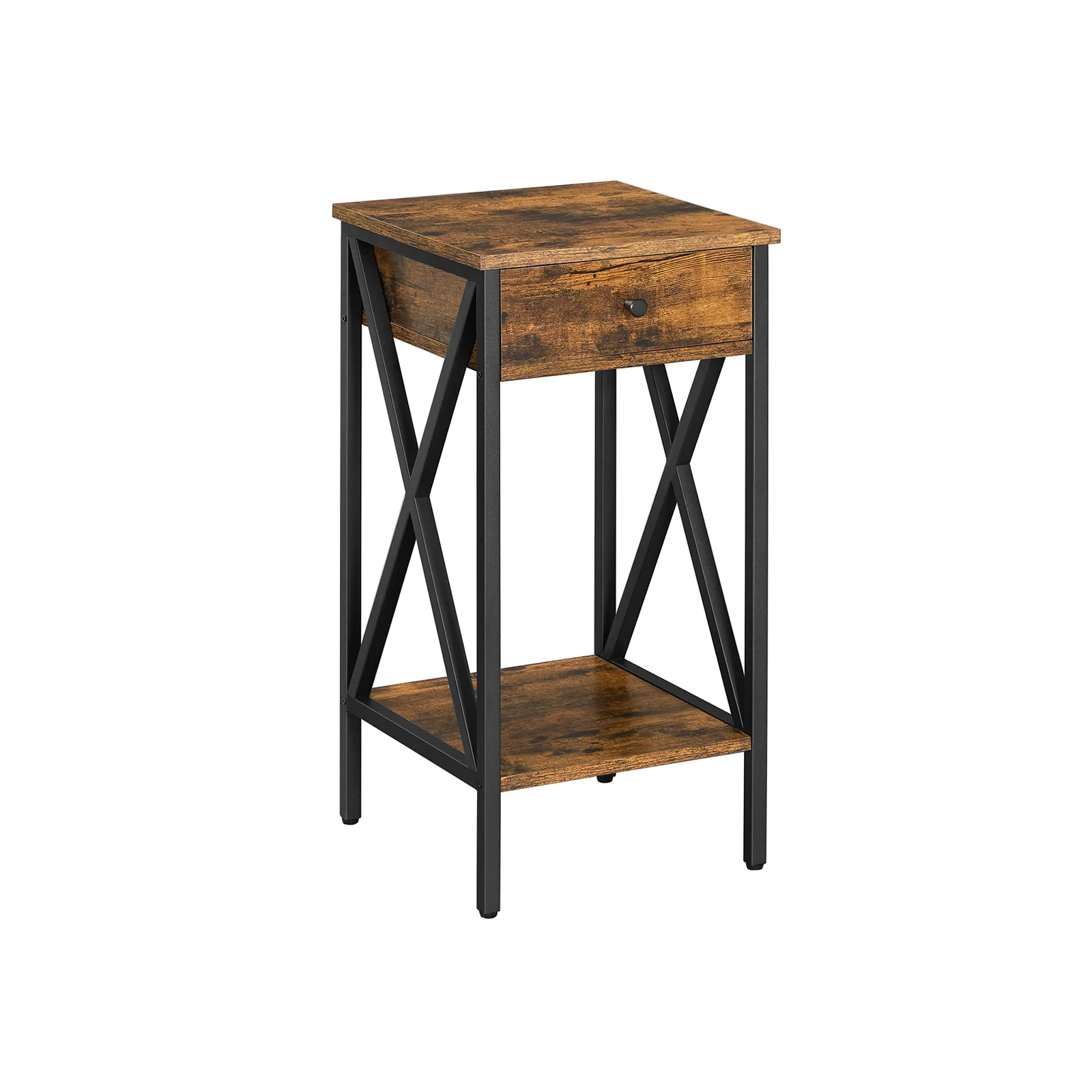 SONGMICS Nightstand Rustic Brown and Black