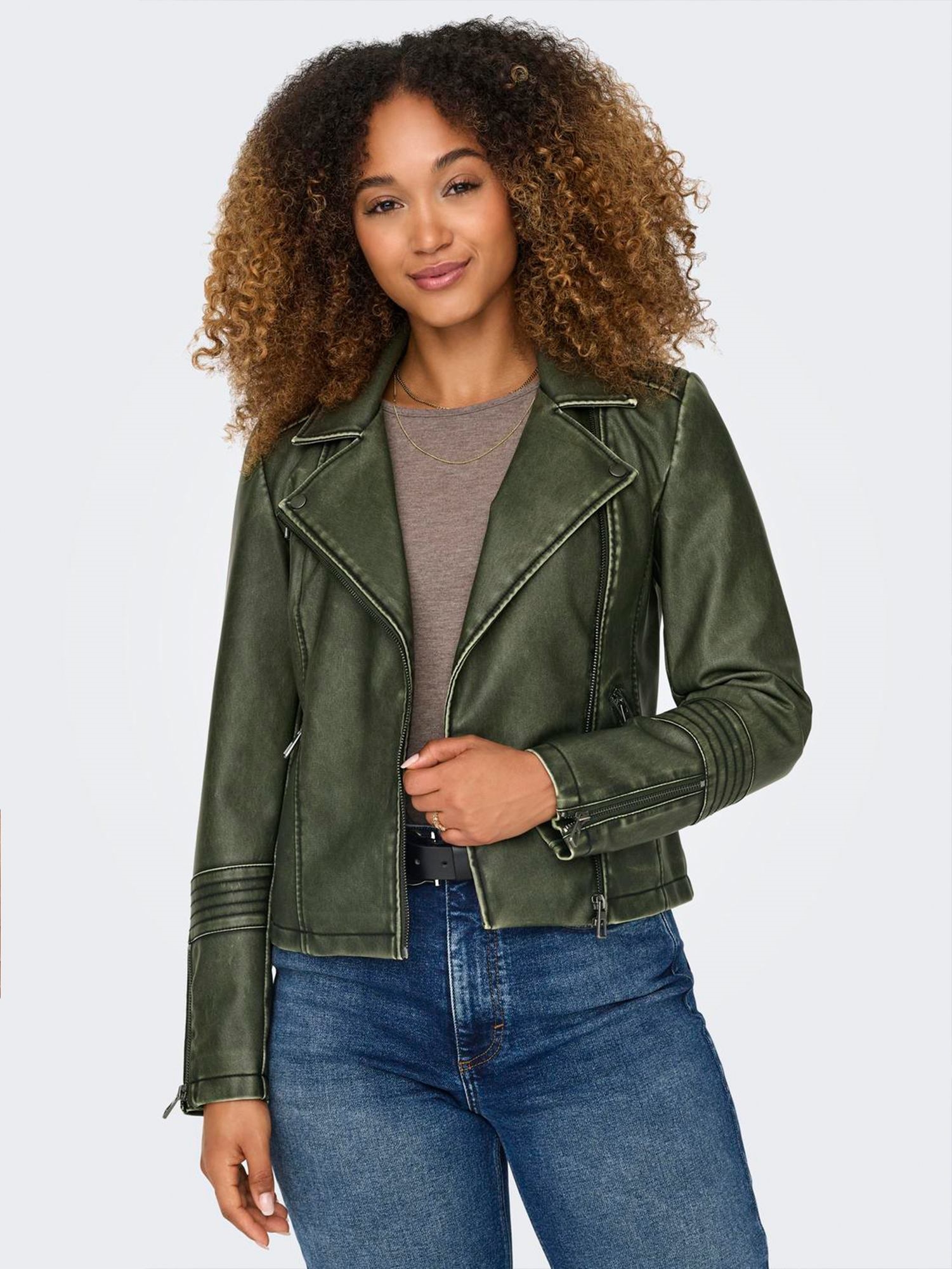  Lederimitatjacke "onlhalli Gemma Faux Leather Biker Cc Otw", Mit Gesteppten Details