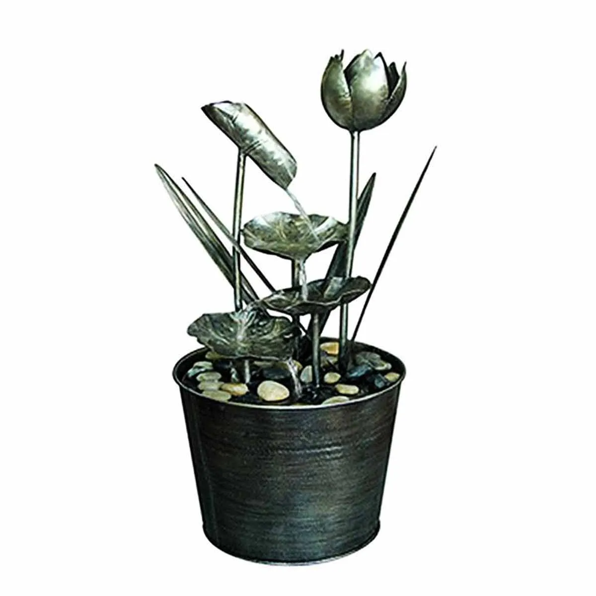 Tranquility Water Features Zinc Flower Solar Powered Water Feature|