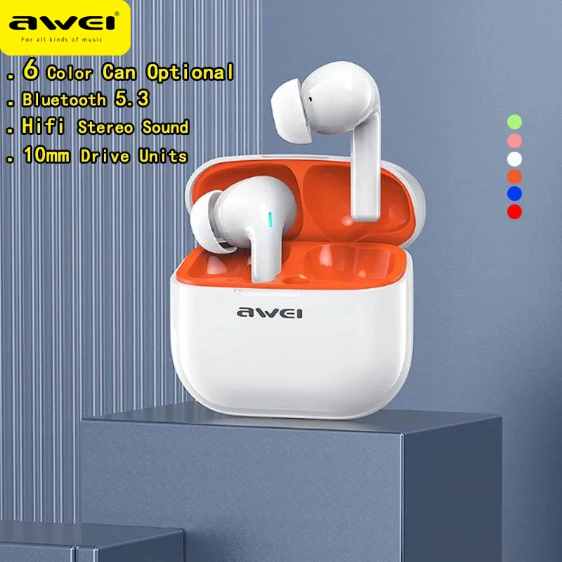 Awei T1 Pro TWS Wireless Earbuds Bluetooth 5.3 Earphone Deep Bass Earphones Sport Hifi Stereo With