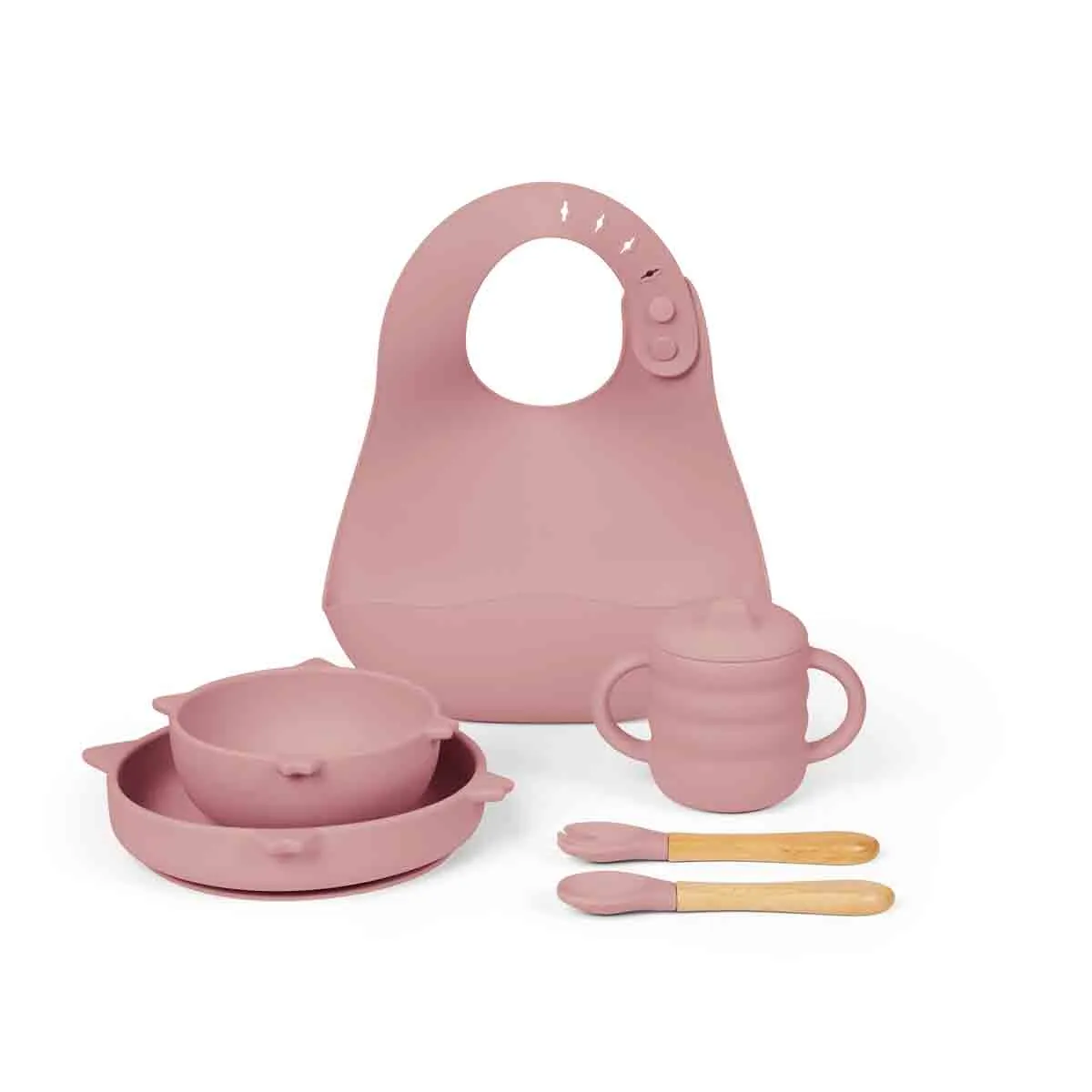  6 Piece Silicone Feeding Set - Dark Pink