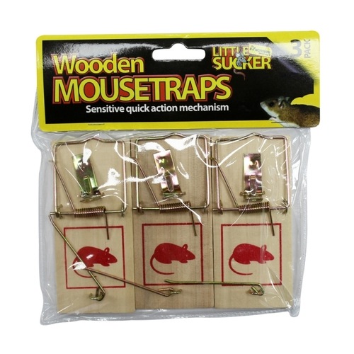Kingfisher Traditional Wooden Mouse Traps (3 Pack)