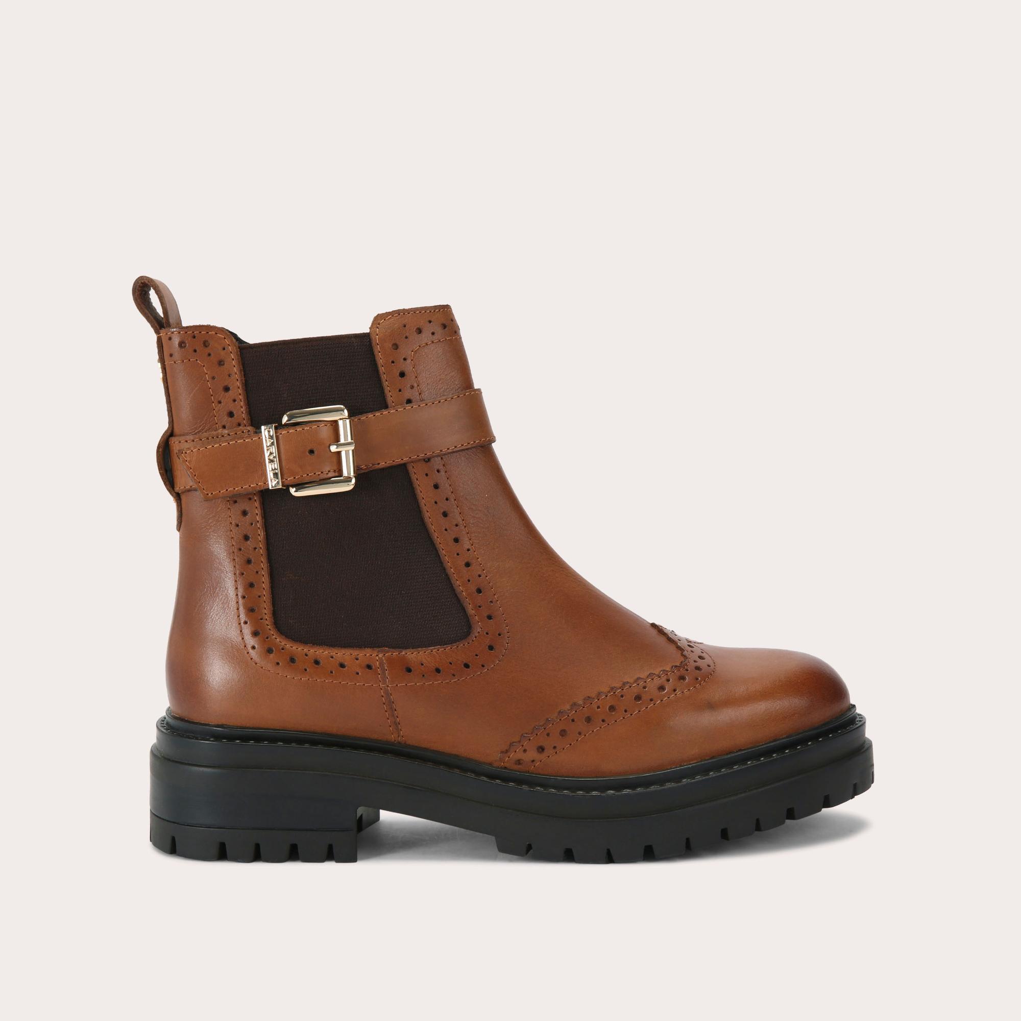  Women's Ankle Boot Tan Leather Headline
