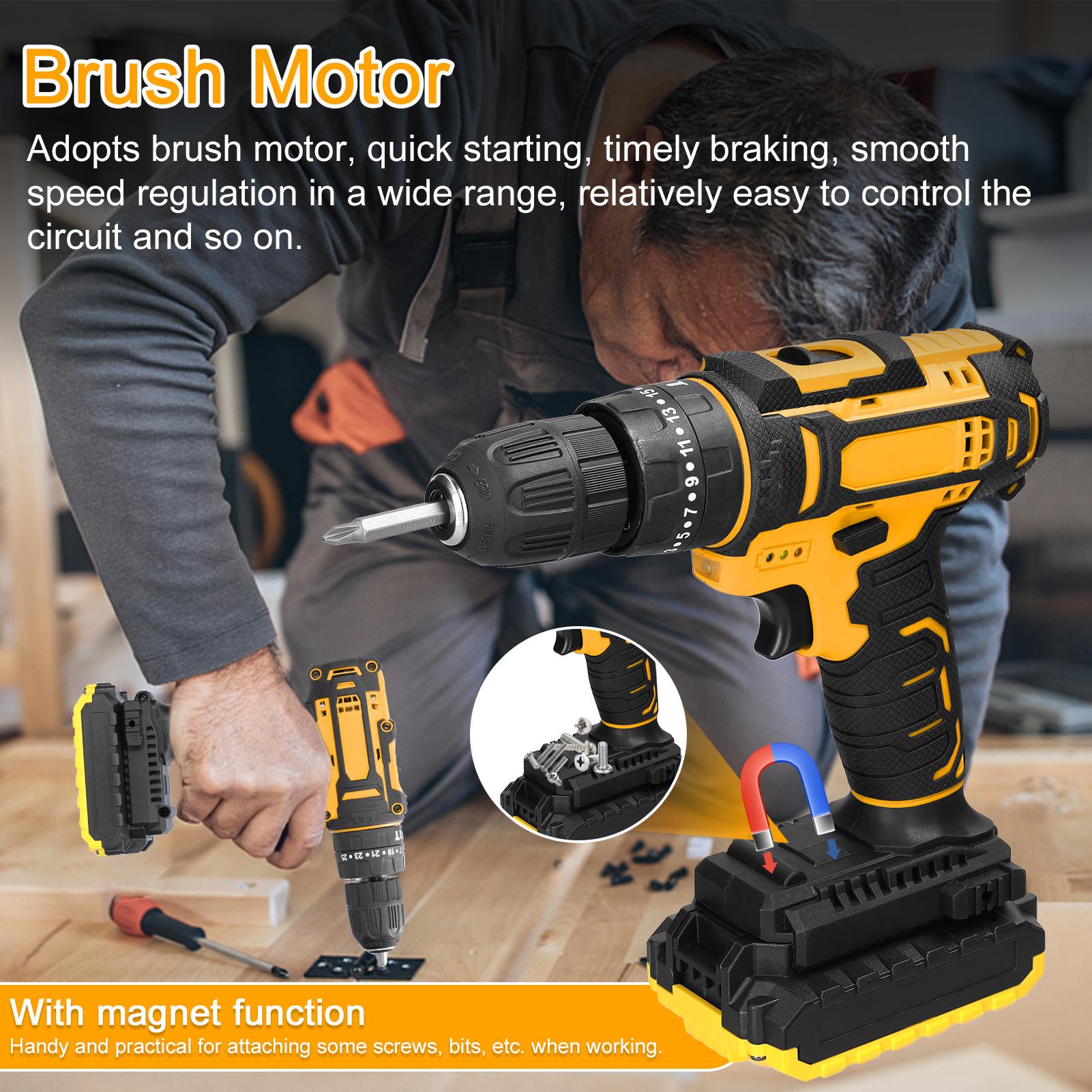 Household 3in1 Multifuctional 21V Electric Drill 3 Working Modes 2 Speed Control Stepless Speed US Plug multicolour