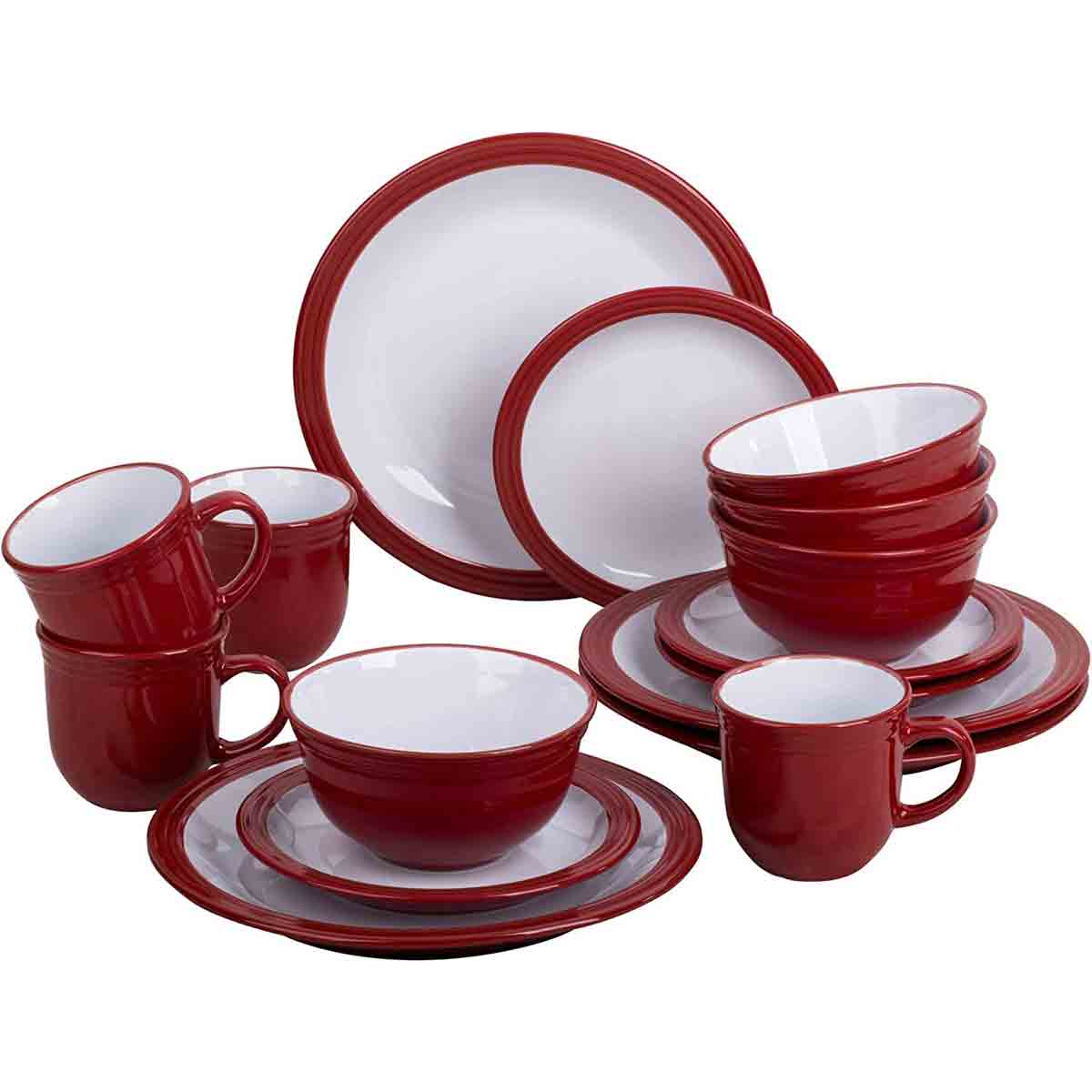 Robert Dyas Waterside Camden 16-Piece Dinner Set &Ndash; Red|