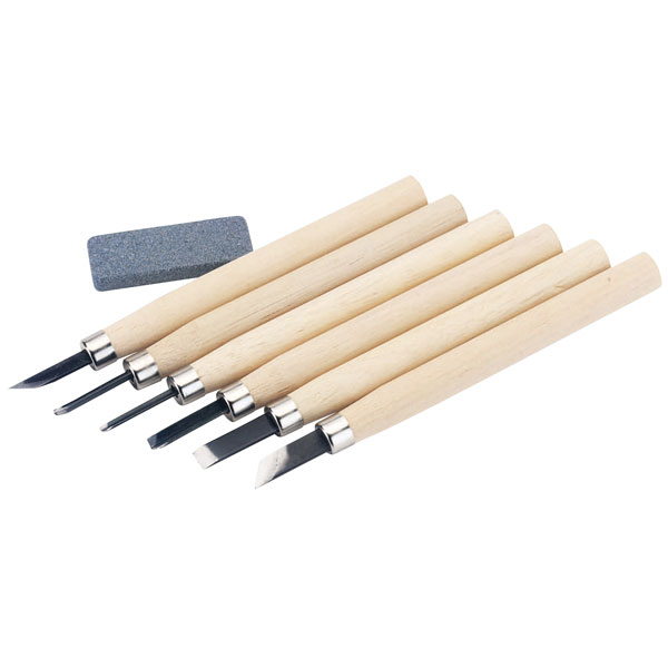 Draper Wood Carving Set With Sharpening Stone (7 Piece) 31777