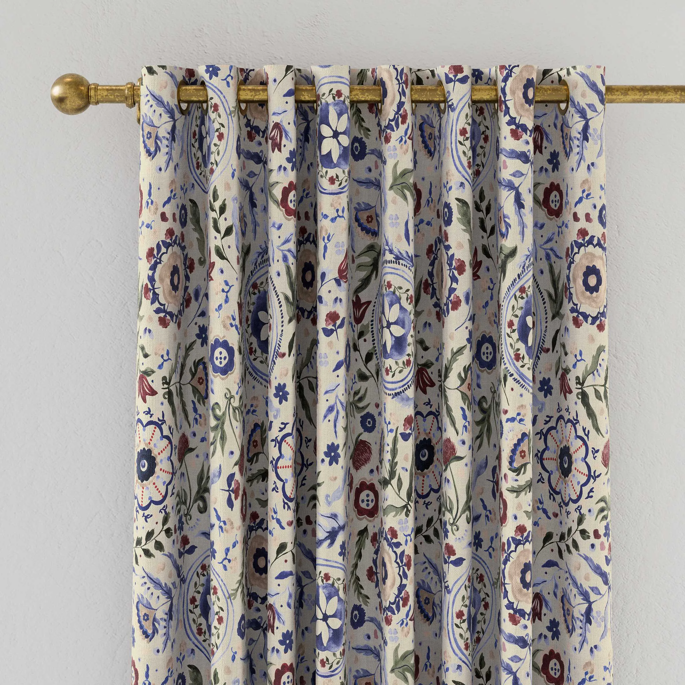  Festival Flowers Lined Curtains 66" x 90", Multi