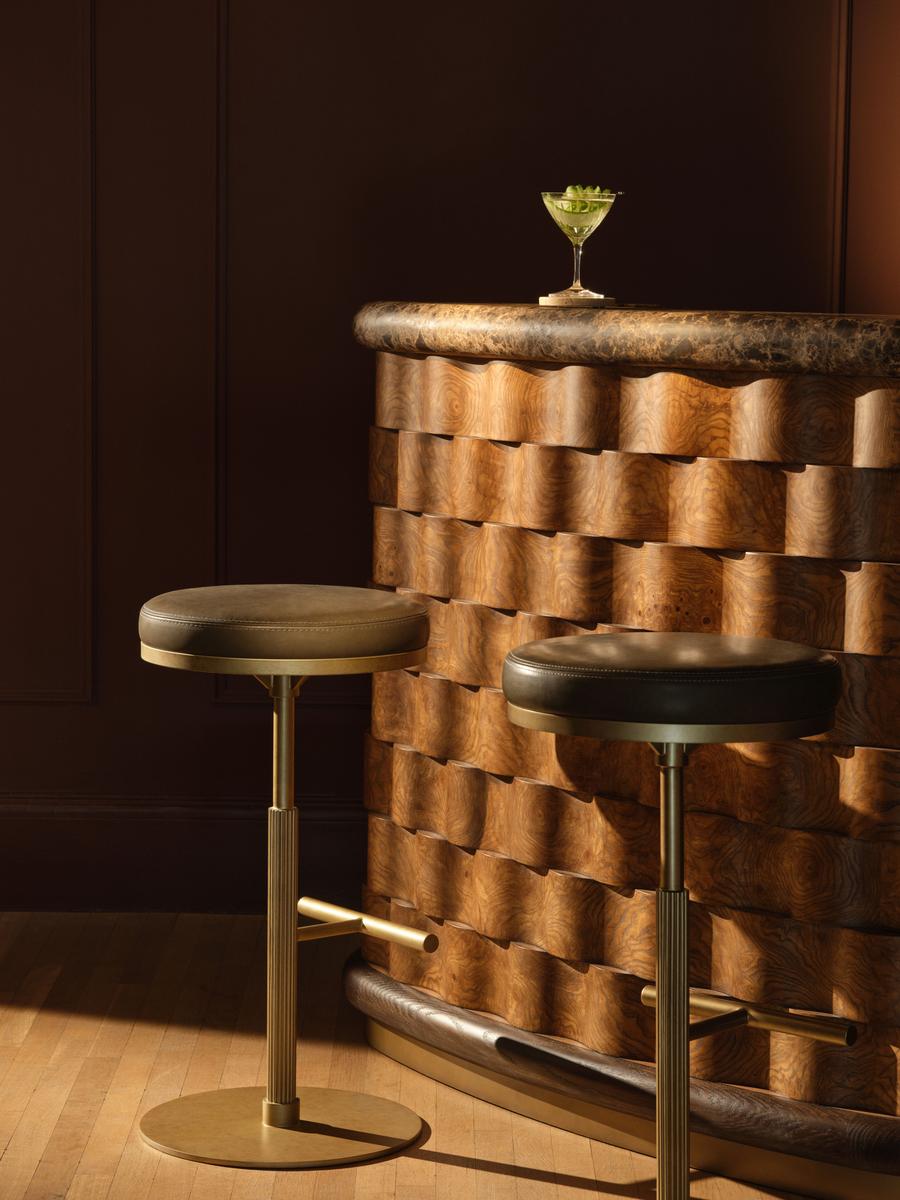 Soho Home Wardell Barstool, Leather, Sapphire