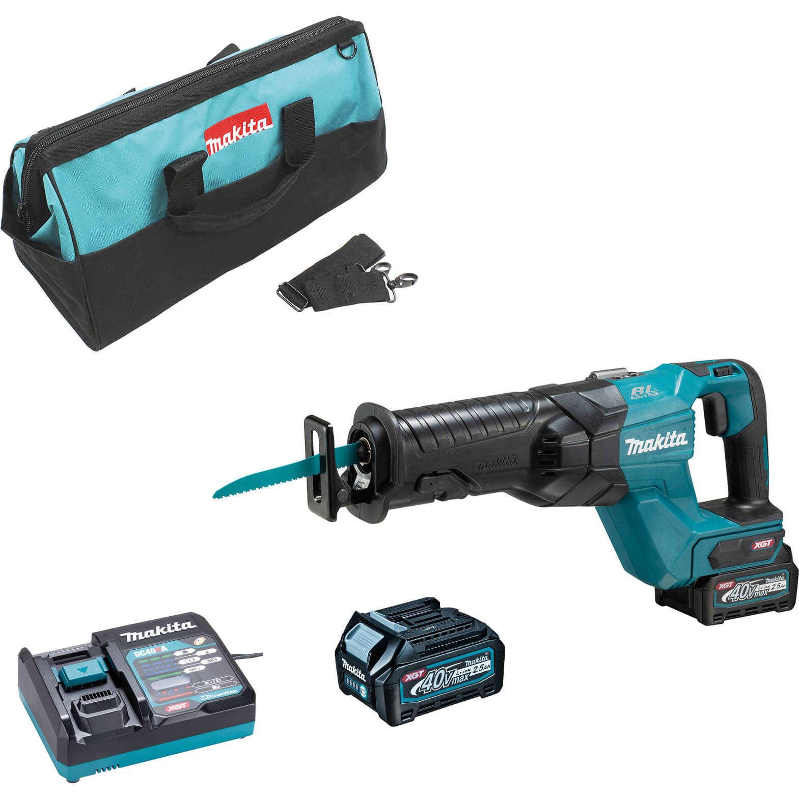 Makita JR001G 40v Max XGT Cordless Brushless Reciprocating Saw 2 x 2.5ah Li-ion Charger Bag