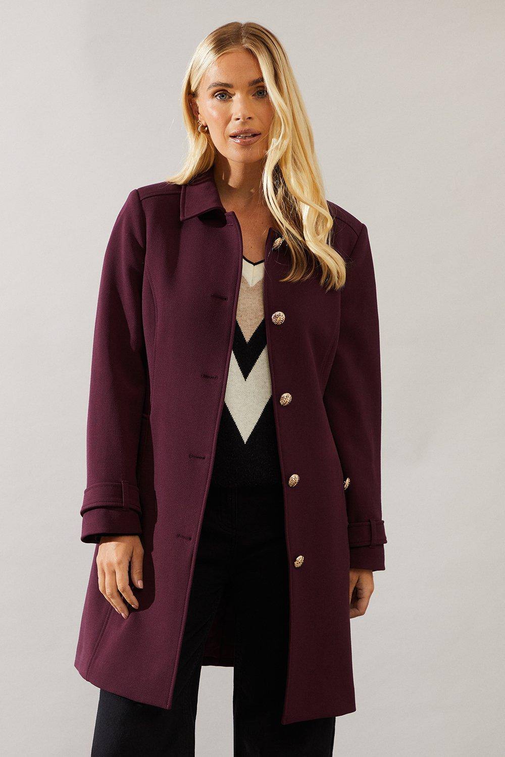 Petite Smart Cuff Detail Pea Coat