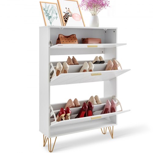  Shoe Cabinet with 3 Flip Drawers, Shoe Storage Cabinet for Entryway, Free Standing Shoe Storage Organizer for Heels, Boots, Slippers in Hallway,