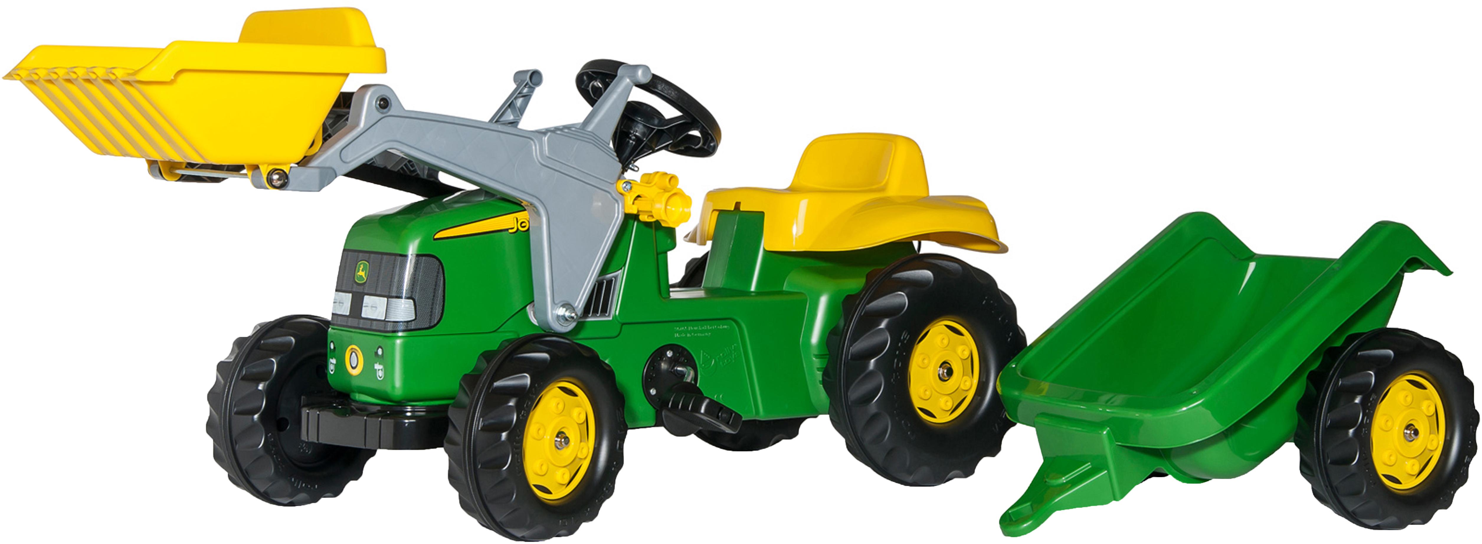 Rolly TOYS rollyKid John Deere Loader & Trailer Kids' Ride-On Toy - Green, Black & Yellow, Yellow,Green,Black