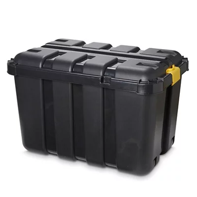 Form Skyda Heavy Duty Black 149L Plastic Nesting Wheeled Storage Trunk With Lid