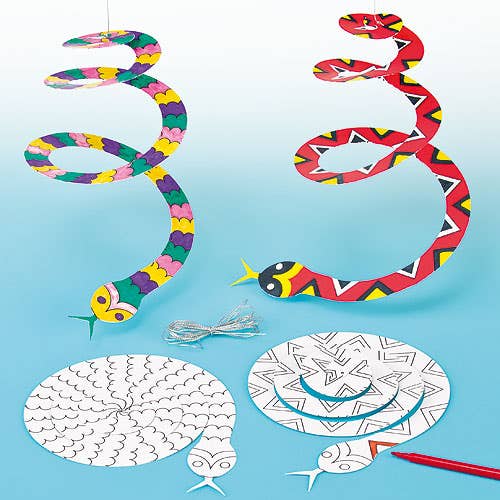 Baker Ross Paper Snake Mobiles - 10 Hanging Mobile Craft Kits. Paper Snake Crafts. Size 30cm.