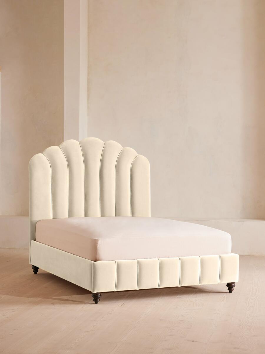 Soho Home Manette Bed, Double, Velvet, Porcelain