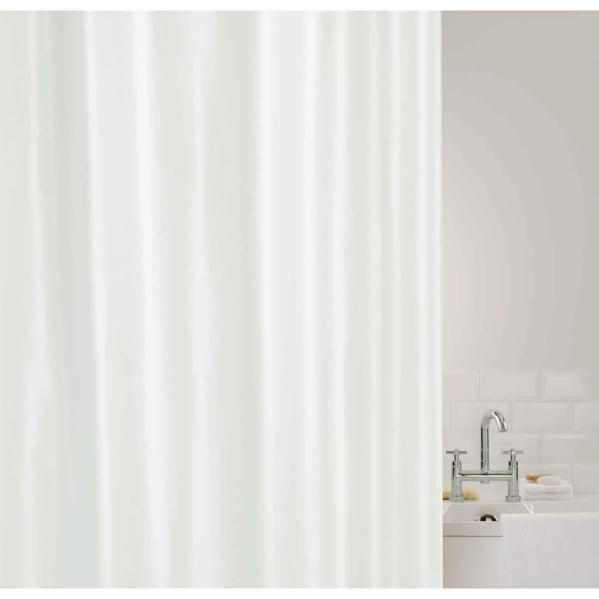 Showerdrape Showerplus Plain Polyester Shower Curtain - White