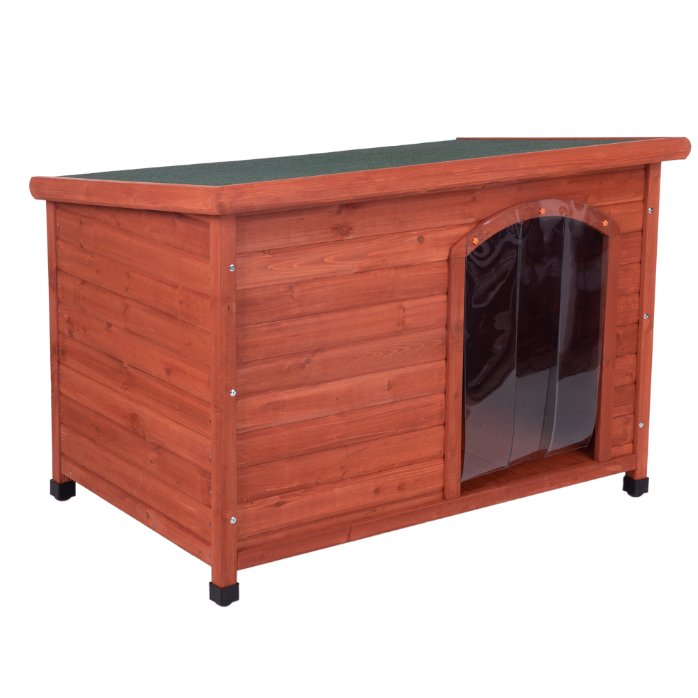 Bitiba Woody Flat-Roofed Dog Kennel - Size L: 116 x 79 x 82 / 72 cm (L x W x H)