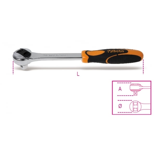 Beta Tools 920/55 1/2&quot; Drive Reversible Ratchet 72 Teeth
