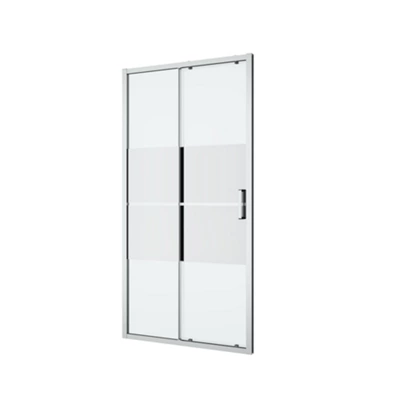 GoodHome Ledava Minimal Frame Chrome Effect Mirror Strip Sliding Shower Door (H)195Cm (W)100Cm
